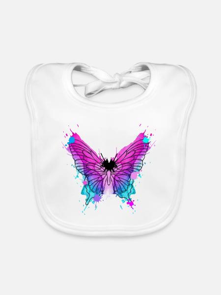 Schmetterling Aquarell  - Baby Bio-Lätzchen - Weiß