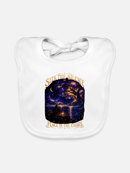 Such The Silence Cosmic Tree Campfire - Baby Bio-Lätzchen - Weiß - Vorne