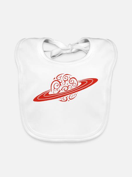 Roter Spiralplanet - Baby Bio-Lätzchen - Weiß - Vorne