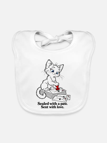 Christmas Kitten Siegelt Briefe mit Liebe - Baby Bio-Lätzchen - Weiß - Vorne