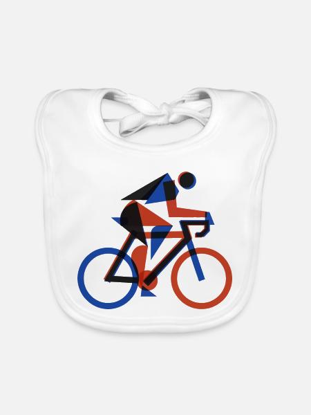 Bauhaus Geometric Cyclist Retro Risograph Art - Baby Bio-Lätzchen - Weiß - Vorne