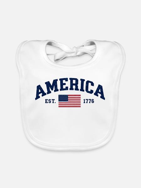 Amerikanische Flagge USA Vereinigte Staaten von Amerika US 4. - Baby Bio-Lätzchen - Weiß - Vorne