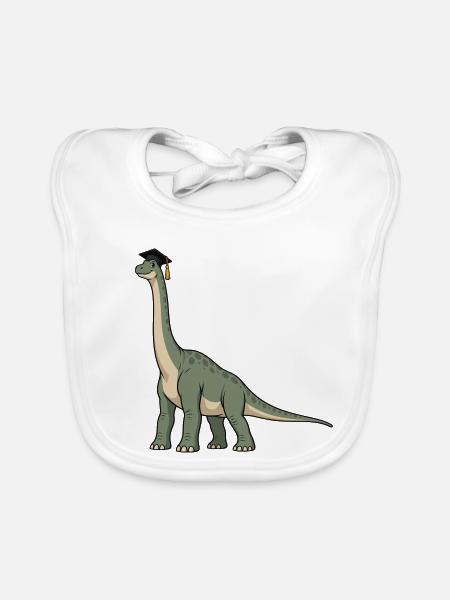 Dino mit Doktorhut - Baby Bio-Lätzchen - Weiß - Vorne