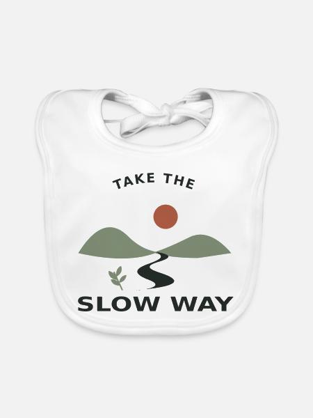Take the Slow Way – Natur & Auszeit - Baby Bio-Lätzchen - Weiß - Vorne