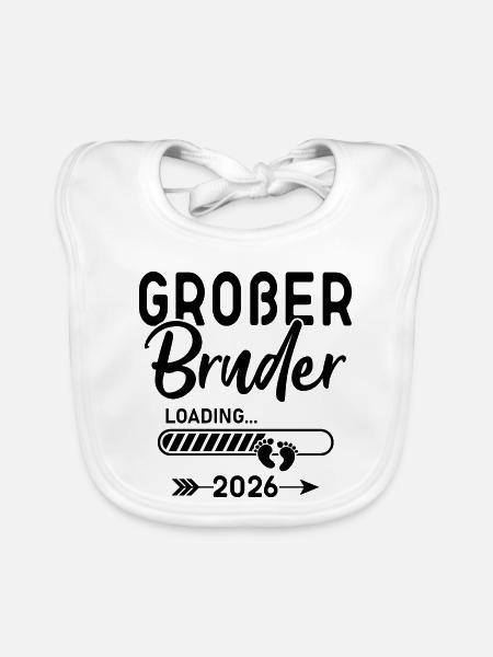 Großer Bruder 2026 - Baby Bio-Lätzchen - Weiß