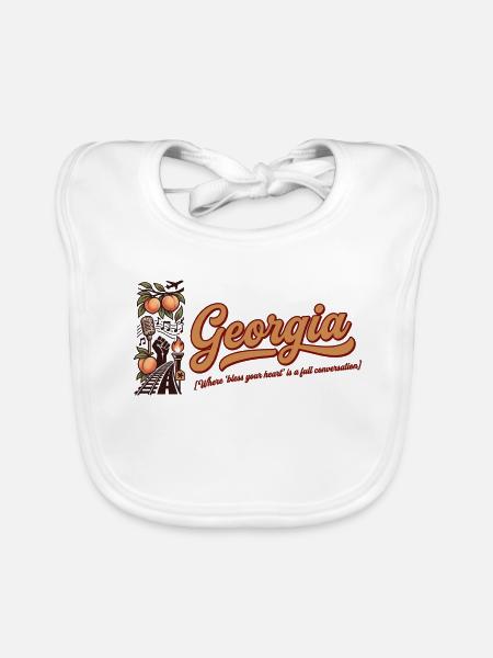 Georgia Retro Vintage Peach State Peaches Design - Baby Bio-Lätzchen - Weiß - Vorne