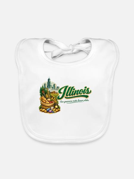 Illinois Retro Vintage Chicago Skyline Jazz Design - Baby Bio-Lätzchen - Weiß - Vorne