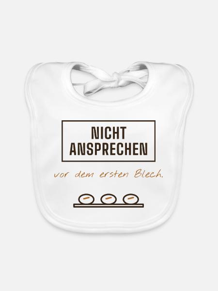 Nicht Ansprechen – Vor dem ersten Blech - Baby Bio-Lätzchen - Weiß - Vorne