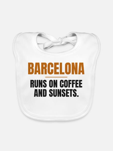 Barcelona lebt von Kaffee und Sonnenuntergängen - Baby Bio-Lätzchen - Weiß - Vorne