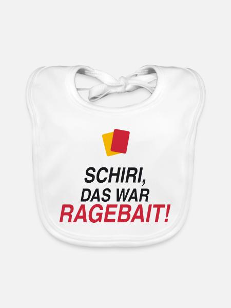 Schiri, das war Ragebait! - Baby Bio-Lätzchen - Weiß - Vorne