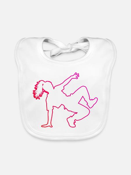 Geschenkidee für die Breakdancerin mit Break Dance - Baby Bio-Lätzchen - Weiß - Vorne