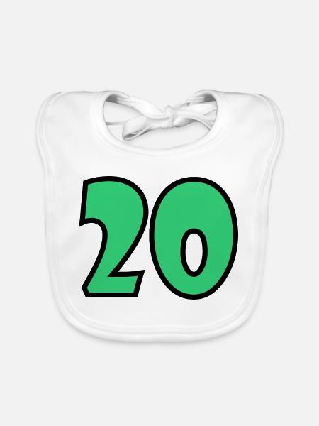 20. 20. JAHRESTAG. 20-JÄHRIGES JUBILÄUM. 20 JAHRE. - Baby Bio-Lätzchen - Weiß - Vorne
