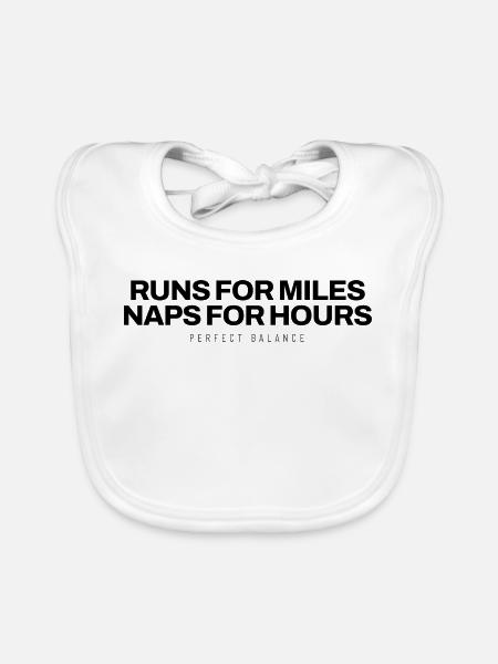 Dalmatiner - Runs For Miles Naps For Hours - Hunde - Baby Bio-Lätzchen - Weiß - Vorne