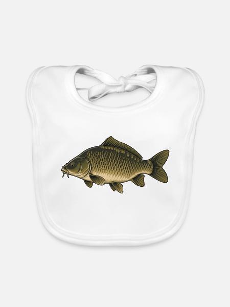 Karpfen Vintage Illustration - Baby Bio-Lätzchen - Weiß
