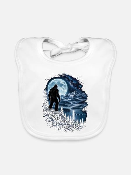 Bigfoot Alien UFO Loch Ness Weltraum Szene Kryptid - Baby Bio-Lätzchen - Weiß - Vorne