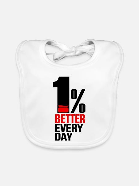 1% Besser Jeden Tag – Motivation & Mindset - Baby Bio-Lätzchen - Weiß - Vorne