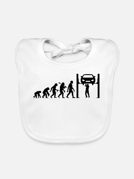 Automechaniker Evolution Für KFZ-Mechaniker - Baby Bio-Lätzchen - Weiß - Vorne