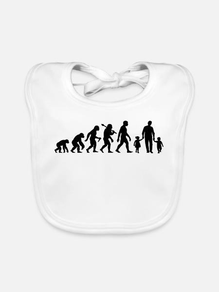 Vater Sohn Tochter Evolution Für Besten Vater - Baby Bio-Lätzchen - Weiß - Vorne