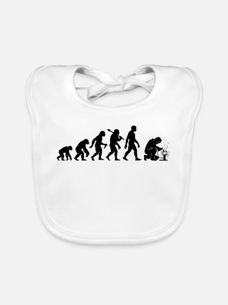Schweißer Evolution Schweißen Ausbildung - Baby Bio-Lätzchen - Weiß - Vorne