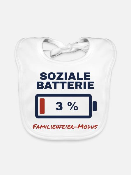 Soziale Batterie 3 % – Familienfeier-Modus - Baby Bio-Lätzchen - Weiß - Vorne