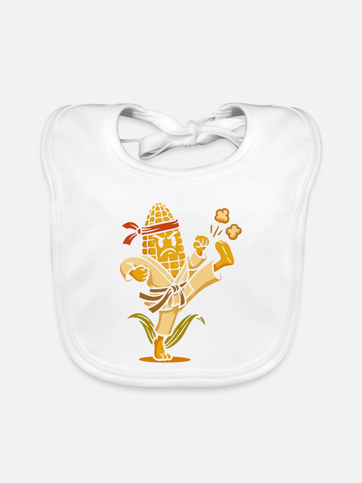 Karate Corn - Baby Bio-Lätzchen - Weiß - Vorne