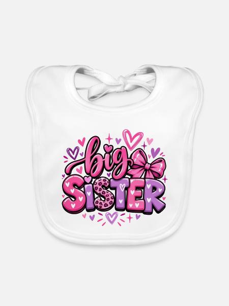 Big Sister - Große Schwester - Geschwister - Baby Bio-Lätzchen - Weiß