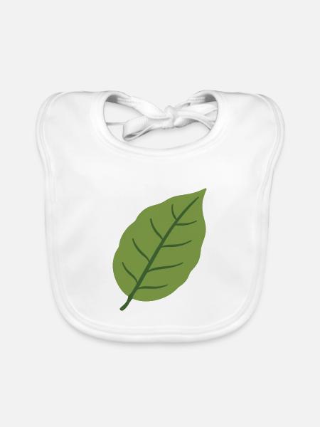 Buchenblatt Pflanze Geschenkidee Illustration - Baby Bio-Lätzchen - Weiß - Vorne