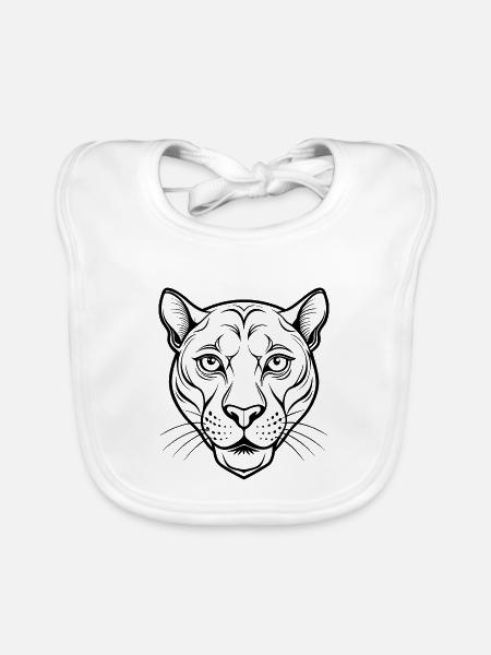 Panthergesicht - Baby Bio-Lätzchen - Weiß - Vorne