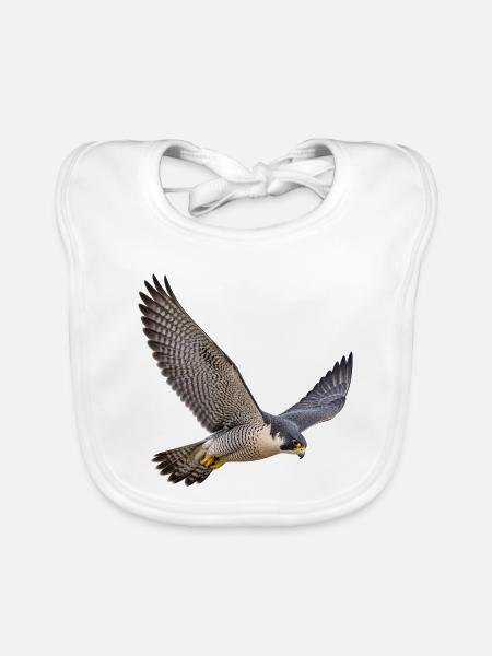 Wanderfalke im Flug – Falke mit gemusterter Brust - Baby Bio-Lätzchen - Weiß - Vorne