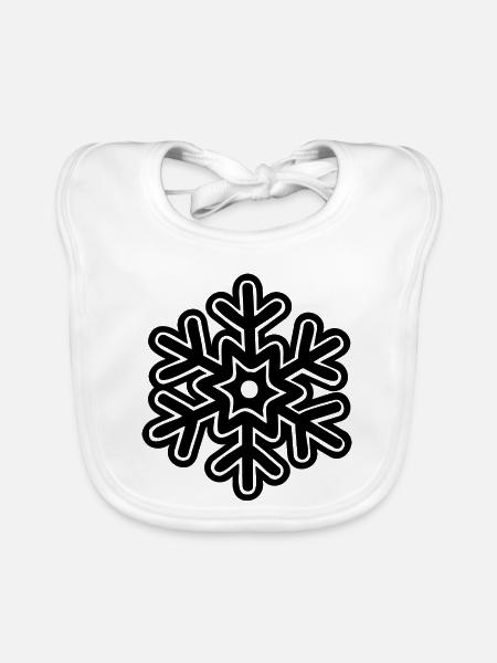Cartoon-Schneeflocken-Vektor-Clipart in fetter Linienzeichnung - Baby Bio-Lätzchen - Weiß - Vorne