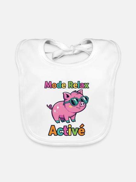 Entspannter Modus Active Funky Pig - Baby Bio-Lätzchen - Weiß - Vorne