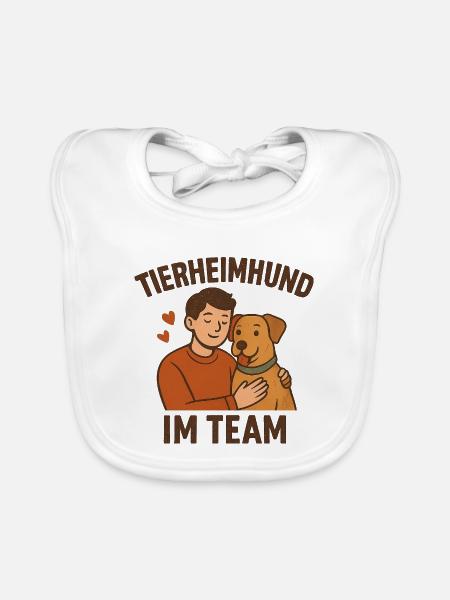Geschenk zur ersten Hundeadoption aus dem Tierheim - Baby Bio-Lätzchen - Weiß - Vorne