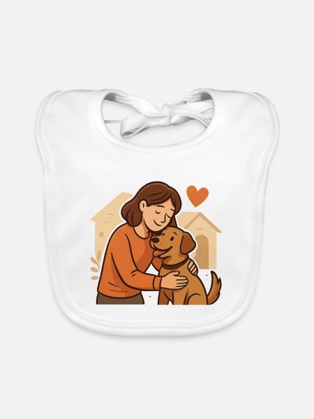 Geschenk für frischgebackene Tierheimhund-Halter - Baby Bio-Lätzchen - Weiß - Vorne
