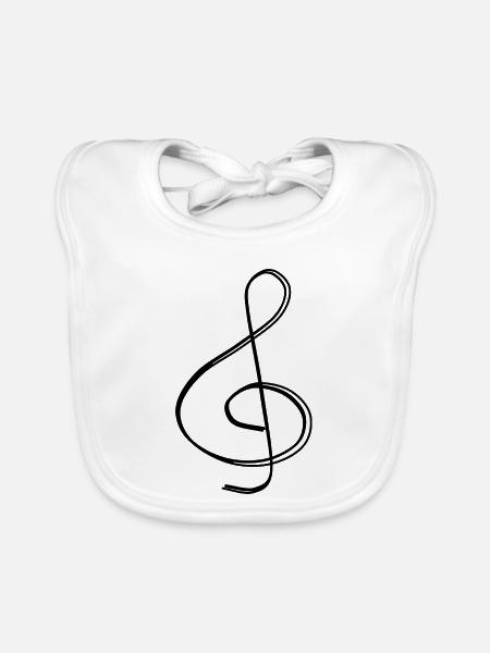 Violinschlüssel handgezeichnet - Baby Bio-Lätzchen - Weiß - Vorne