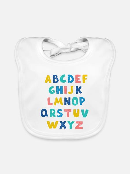 Lebendiges Alphabet - Baby Bio-Lätzchen - Weiß - Vorne