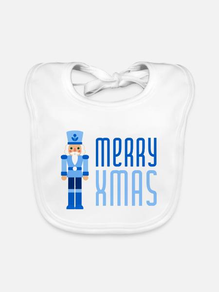 Merry Xmas Nussknacker blau - Baby Bio-Lätzchen - Weiß