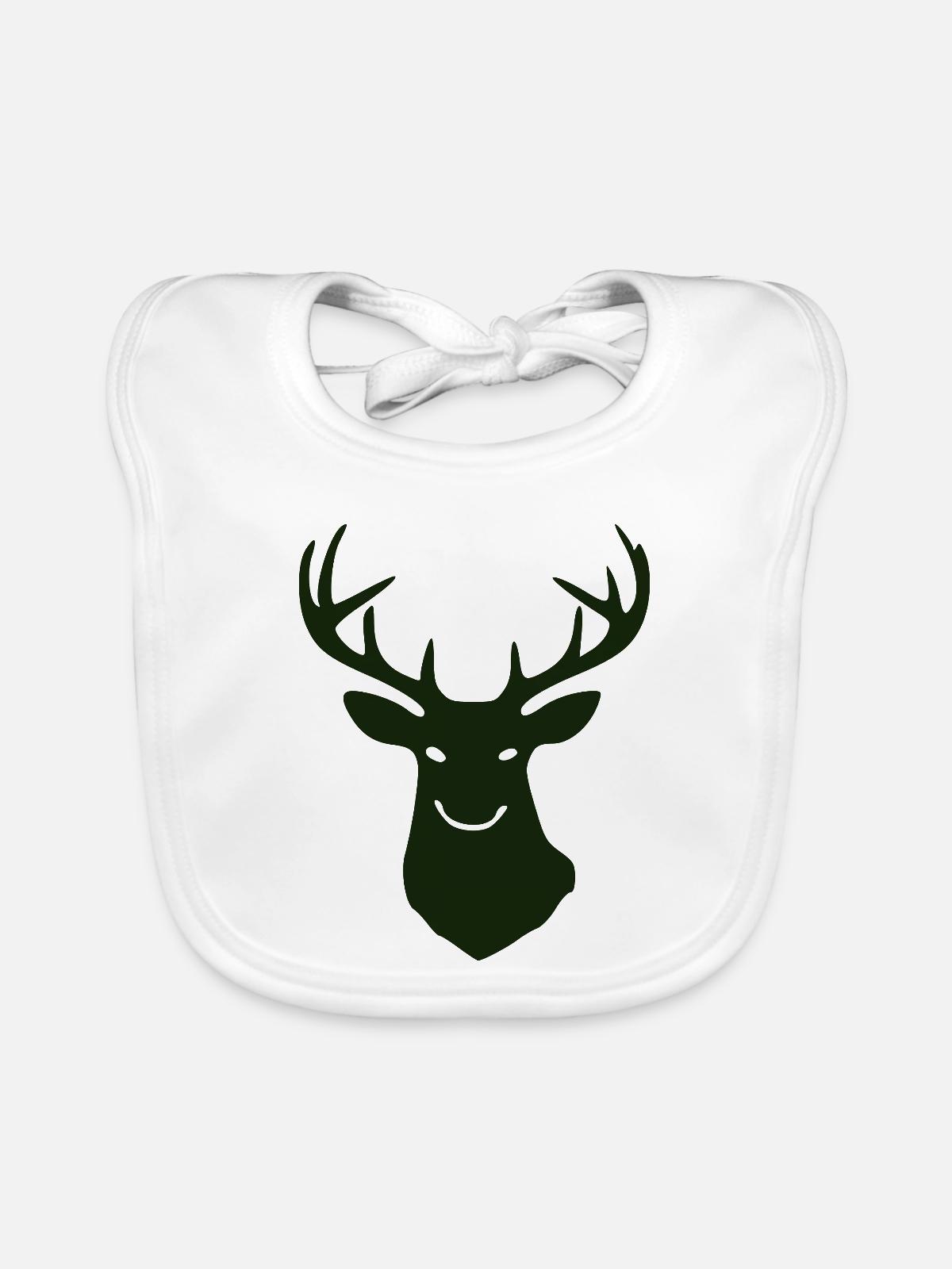 Waldhirsch Silhouette - Baby Bio-Lätzchen - Weiß - Vorne