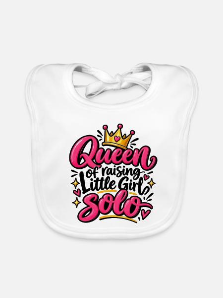 Queen Solo Pink Krone Design - Baby Bio-Lätzchen - Weiß - Vorne
