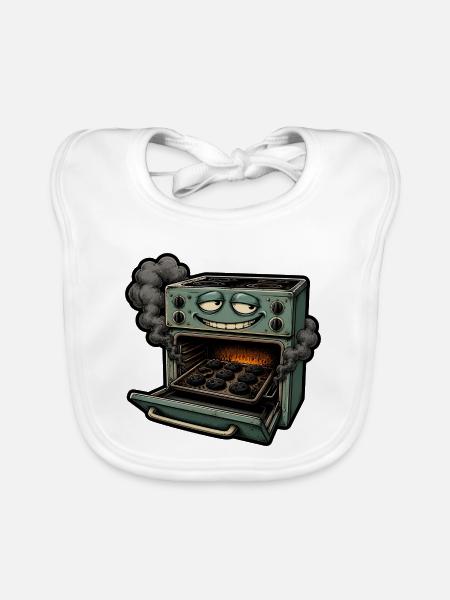 Verbrannte Kekse Backofen Backen Comic T-Shirt - Baby Bio-Lätzchen - Weiß - Vorne