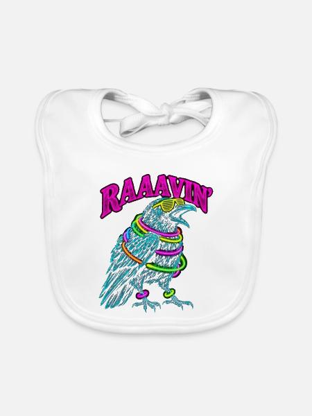 Raaavin Rabe Rave EDM Techno Festival Psychodelic - Baby Bio-Lätzchen - Weiß - Vorne