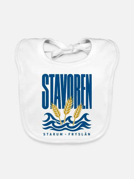 Stavoren Starum Friesland Weizen und Wellen - Baby Bio-Lätzchen - Weiß - Vorne
