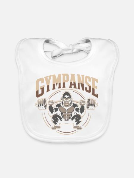 Gympanse Gewichtheber Bodybuilding - Baby Bio-Lätzchen - Weiß - Vorne