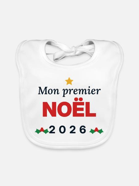 Mein erstes Weihnachten 2026 – Baby-Bodysuit - Baby Bio-Lätzchen - Weiß - Vorne