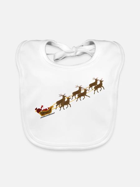 Weihnachtsschlitten - Baby Bio-Lätzchen - Weiß - Vorne