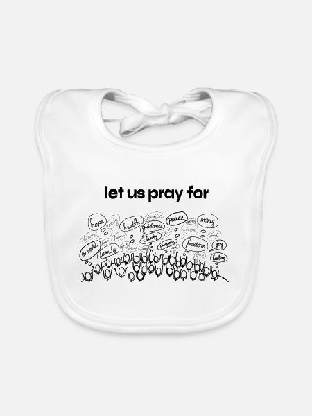 Let us pray for - people praying line art - Baby Bio-Lätzchen - Weiß - Vorne