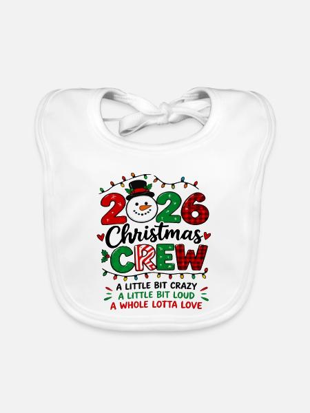Christmas Crew 2026 Matching-Familienfeiertag - Baby Bio-Lätzchen - Weiß - Vorne