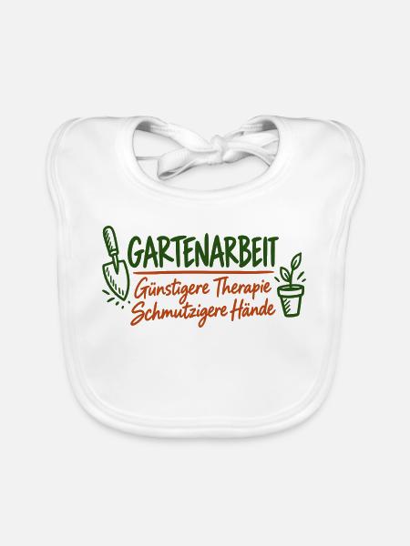 Gartenarbeit Therapie – Lustiges Garten Shirt - Baby Bio-Lätzchen - Weiß - Vorne