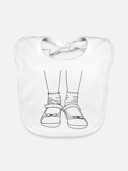 Süße Schuhe - Baby Bio-Lätzchen - Weiß - Vorne
