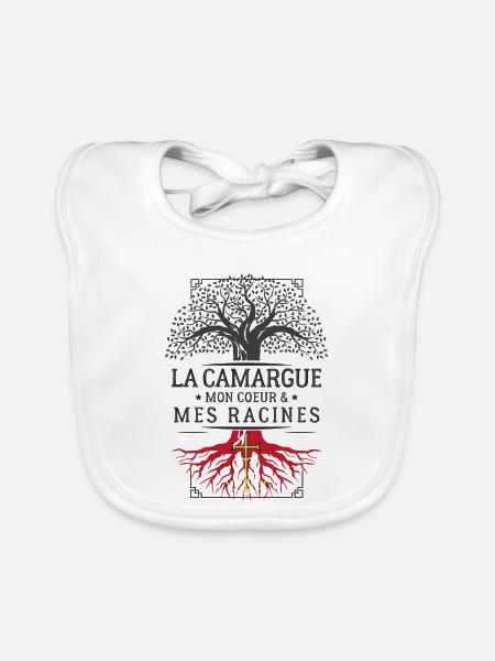 Das Camargue My Heart My Roots T-Shirt Cadea... - Baby Bio-Lätzchen - Weiß - Vorne
