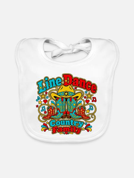 Line Dance Country Familie - Baby Bio-Lätzchen - Weiß - Vorne